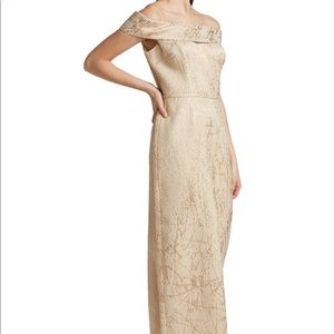 Teri John by Rickie Freeman metallic jacquard gown